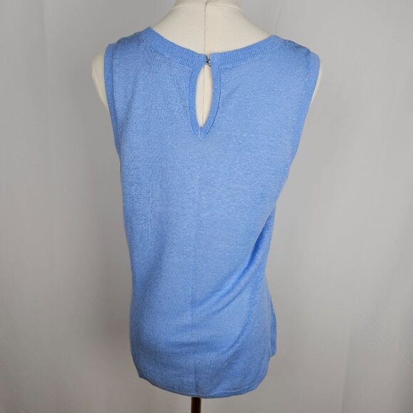Tommy Bahama Blue Tidal Pool Knit Tank Top Sequin Small Linen - Picture 5 of 9